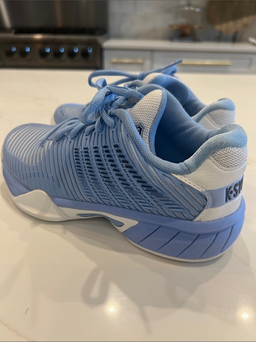 K-Swiss Kids Light Blue and White Hypercourt Tennis Shoes